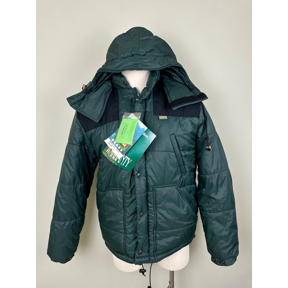 Vintage 80s 90s Remington Puffer Jacket USA‎ NOS Green Hunting Coat Large